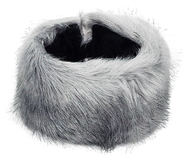 Lovful Winter Faux Fur Women Russian Cossak Hat Scarf Set,Grey - Image 5